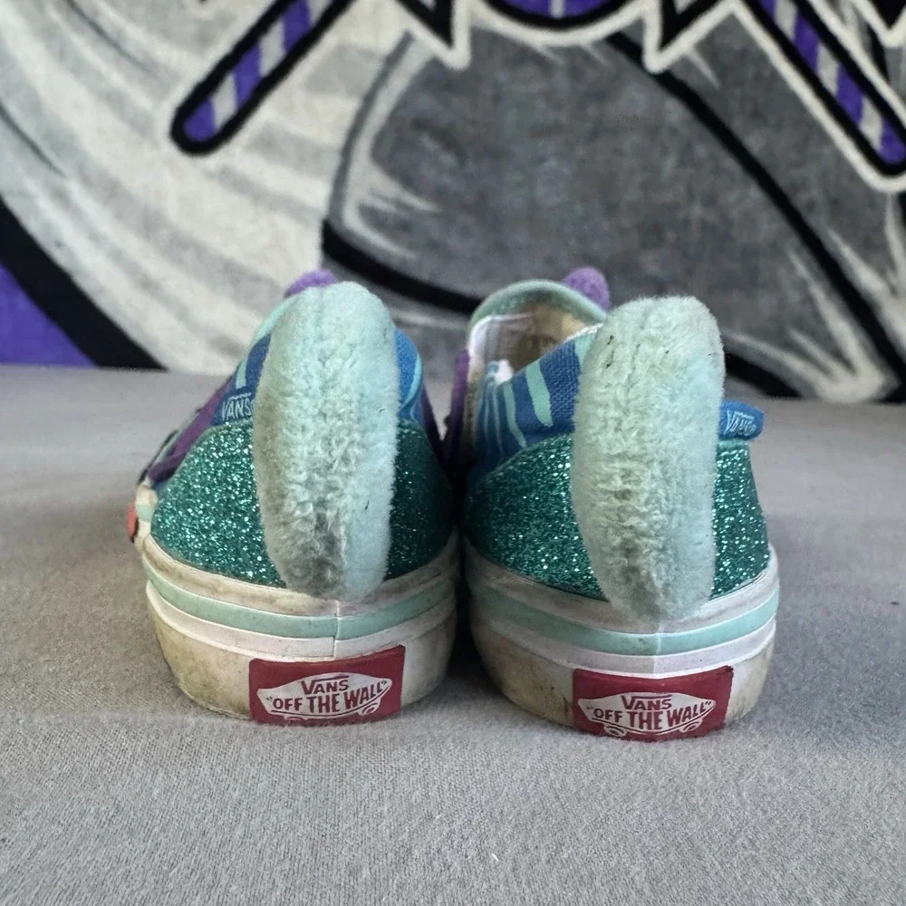 Size 6c - Vans Toddler Slip On V Shoe Sea Horse Aqua Sky